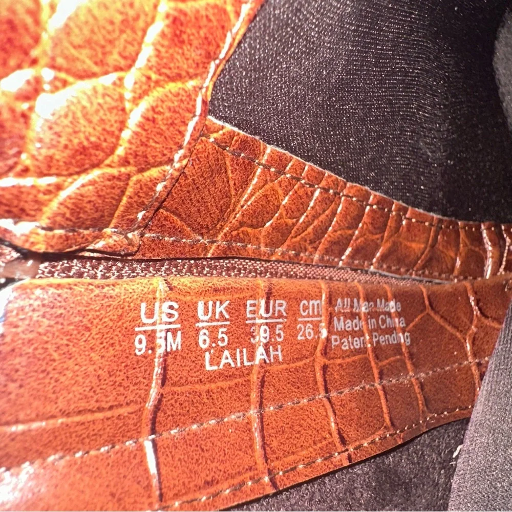 Naturalizer Lailah Brown Croco Ankle Booties- Sz 9.5 New‎